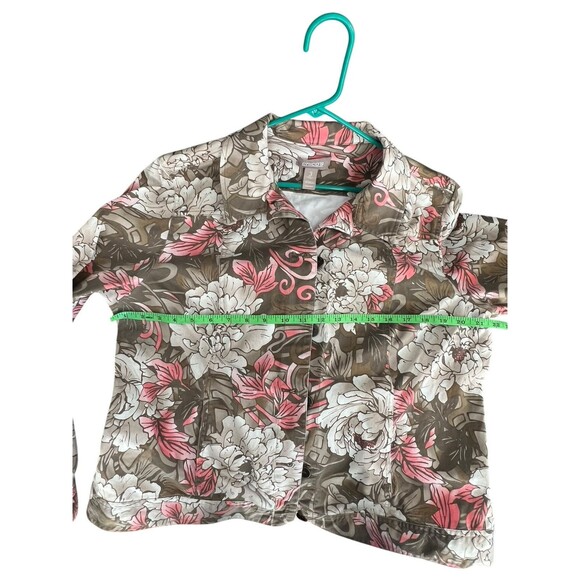 Chico’s Colorful Floral Button Up Jacket in Women’s Size 3, Pink White Gray - Picture 5 of 7